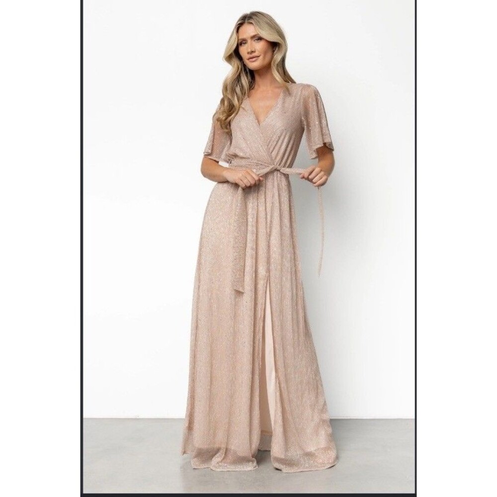 Baltic Born M Grace Sparkle Gown Champagne Maxi Bridesmaid Wedding Pink